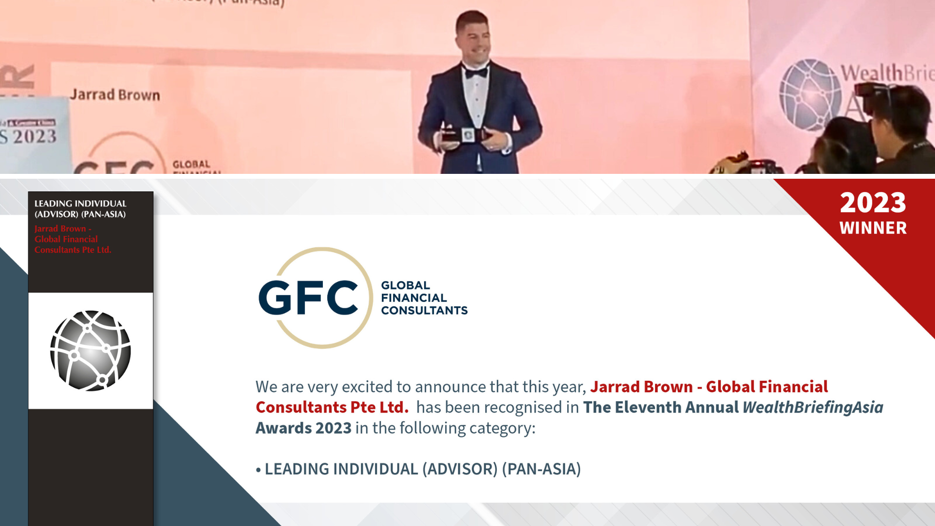 Jarrad Brown of Global Financial Consultants Named Advisor of the Year – 2023 for Pan Asia